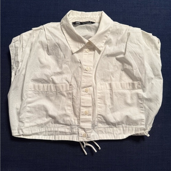 Zara Crisp White Short Sleeve Blouse - Picture 4 of 5